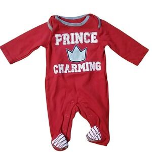 Holiday Editions Newborn Boys Prince Charming Red Long Sleeve Footie